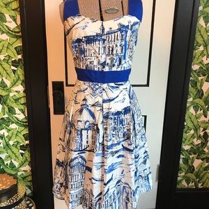 Vintage style Blue Italy Fit and Flare Sun Dress